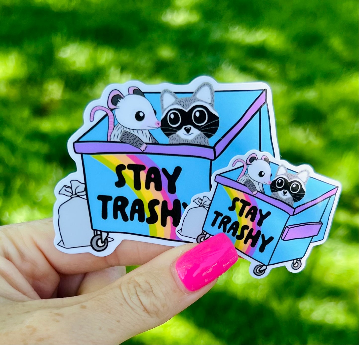 Stay Trashy Possum Raccoon Vinyl Sticker