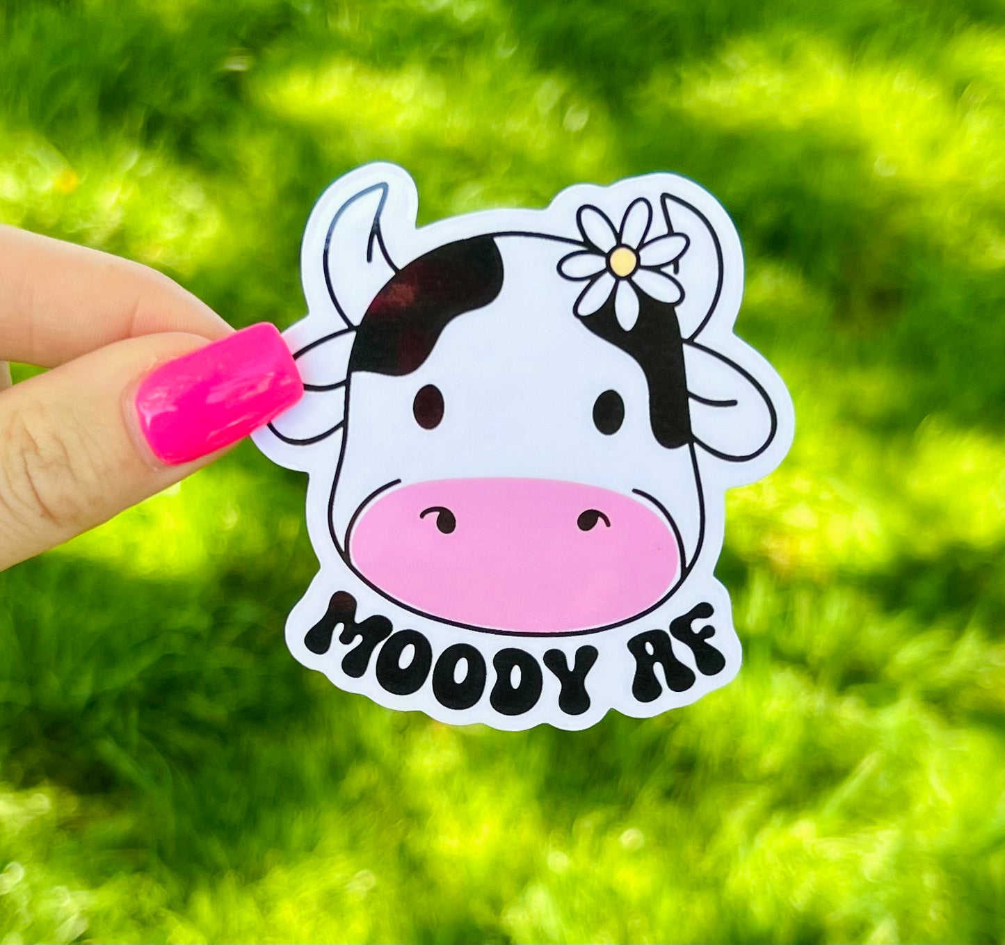 Moody AF Cow Vinyl Sticker