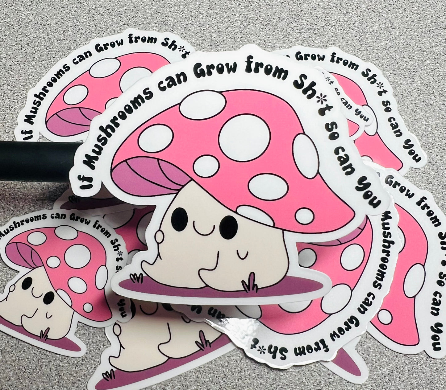 Funny Grow From Shit Mushroom Vinyl Sticker