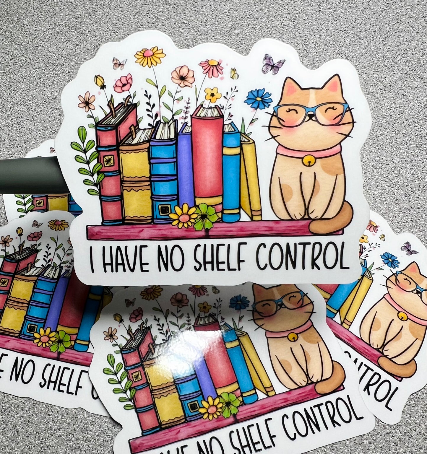 No Shelf Control Cat Vinyl Sticker