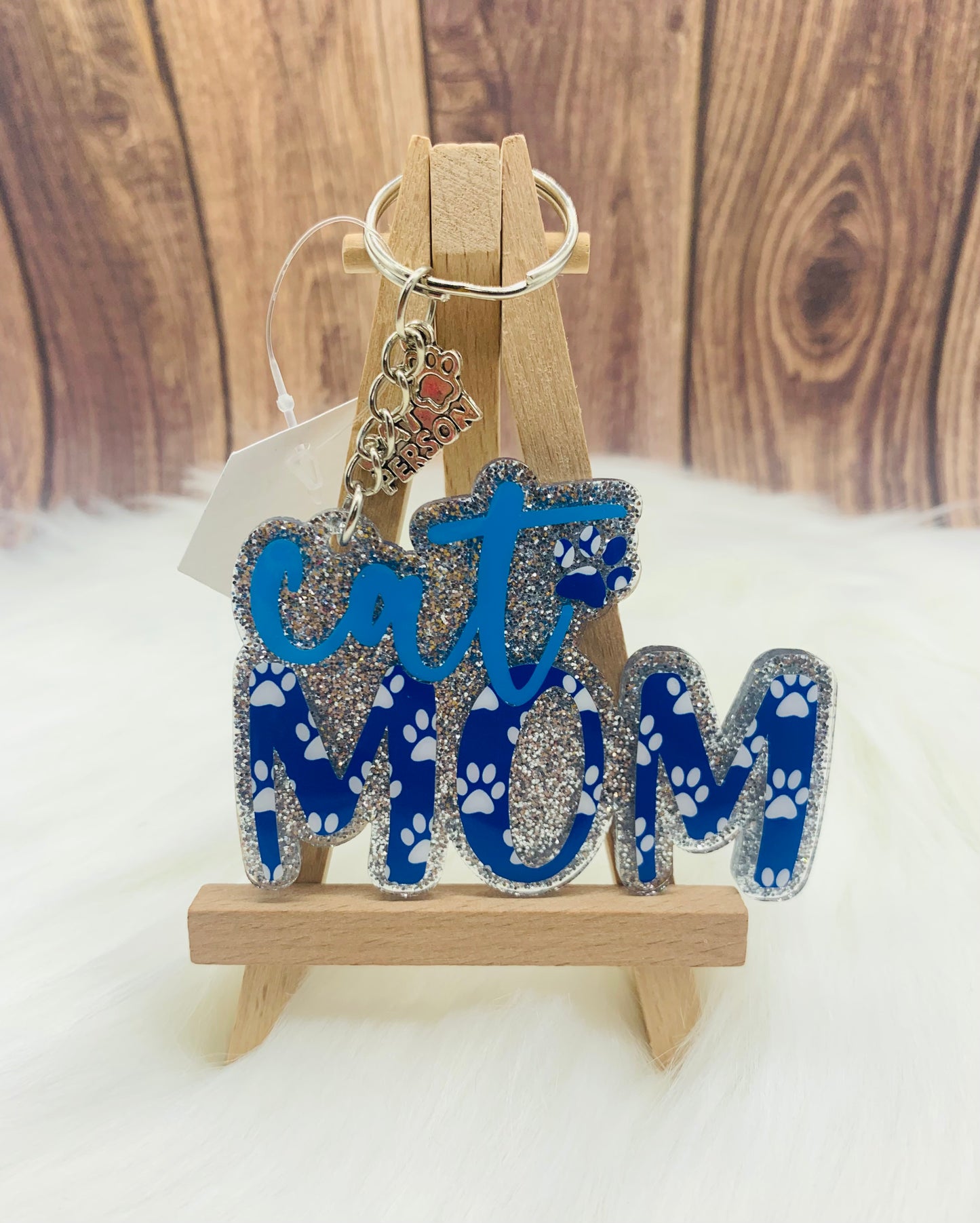 Blue Cat Mom Keychain - 3 Inch - Scent Tree Studio
