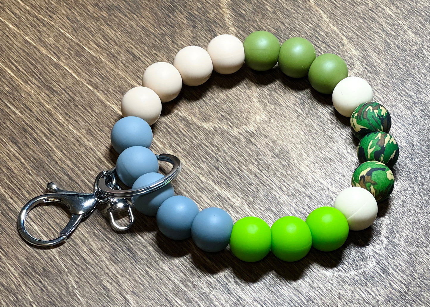 Green Camo Silicone Keychain Wristlet