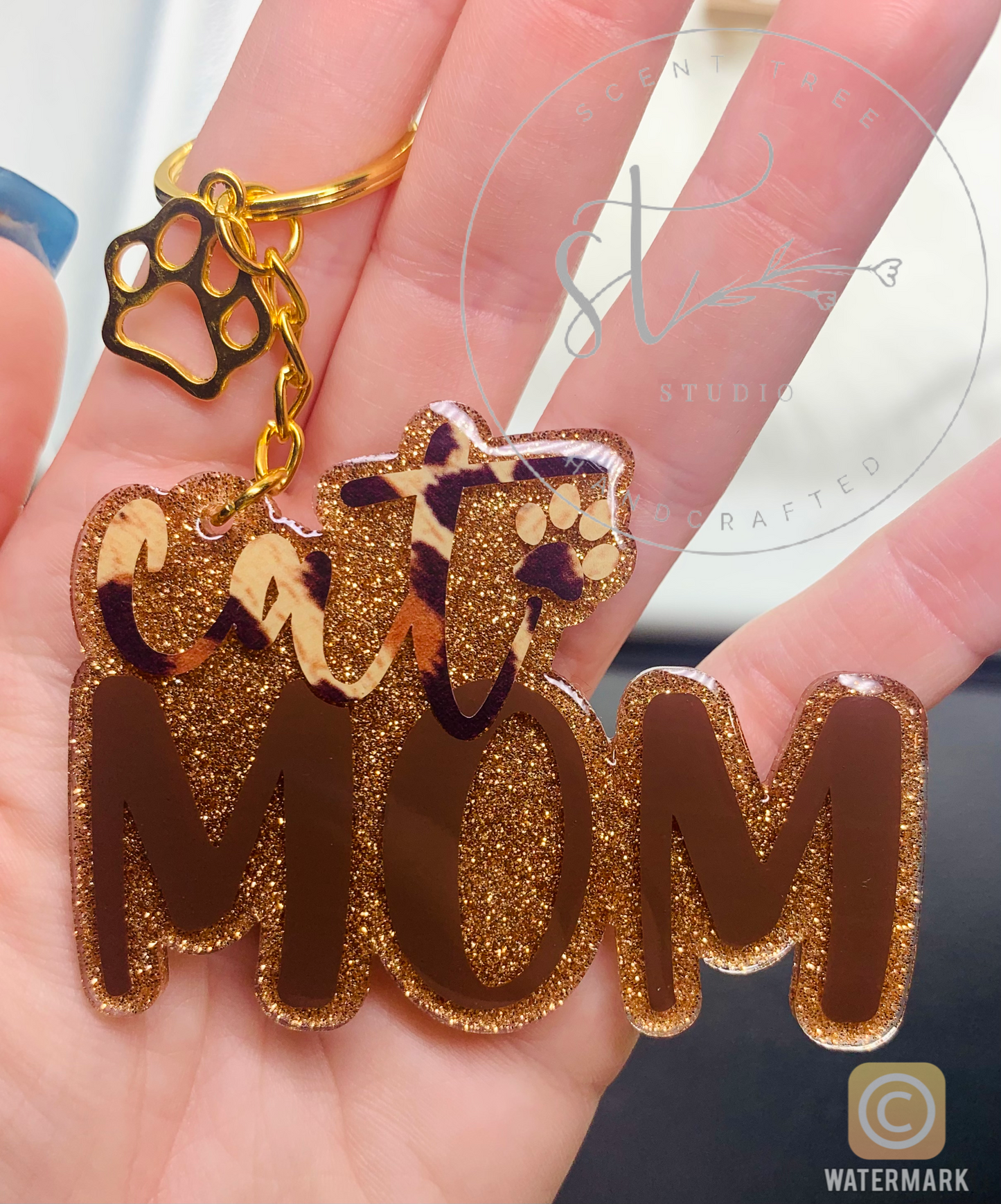 Cat Mom Keychain - 3 Inch - Scent Tree Studio