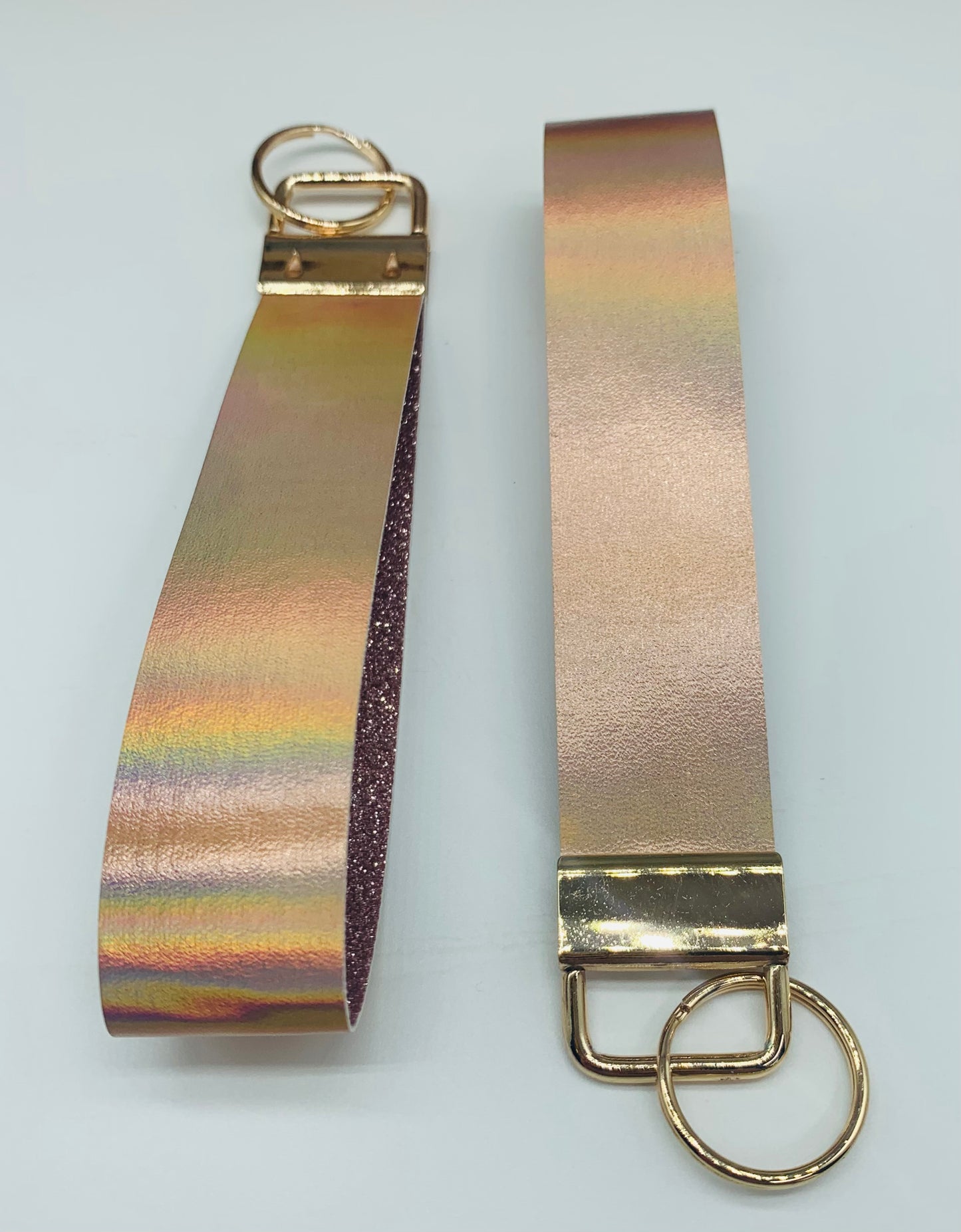 Metallic Rose Faux Leather Key Fob Wristlet - Scent Tree Studio