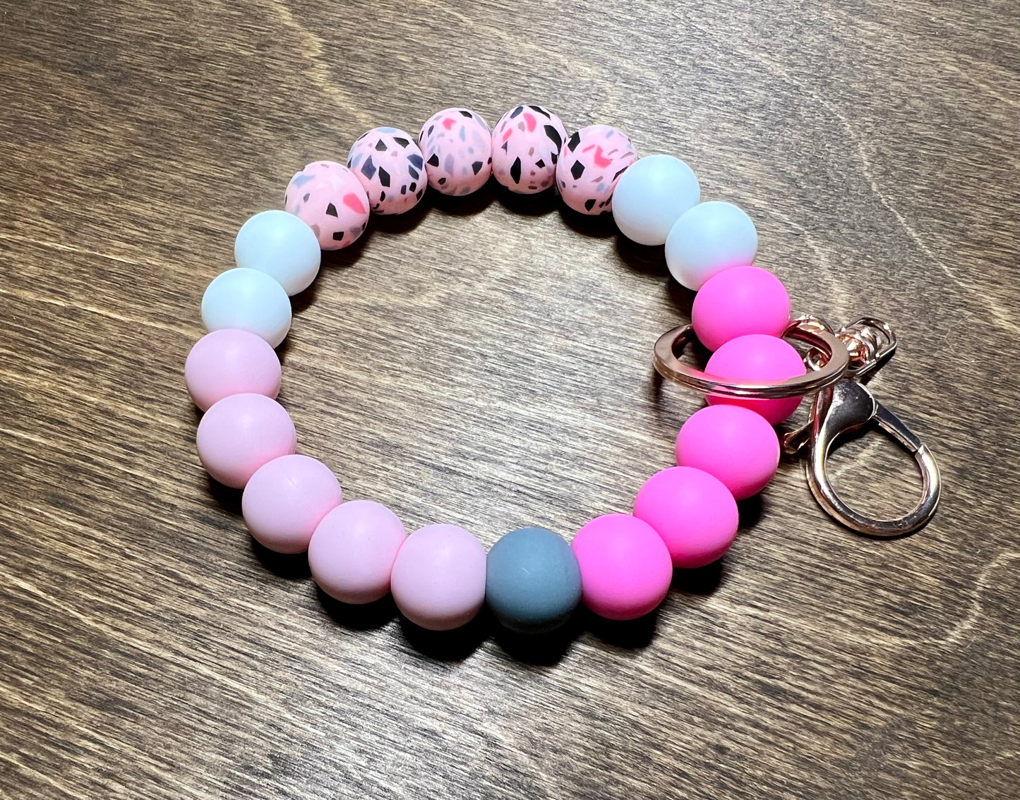 Pink Terrazzo Silicone Keychain Wristlet