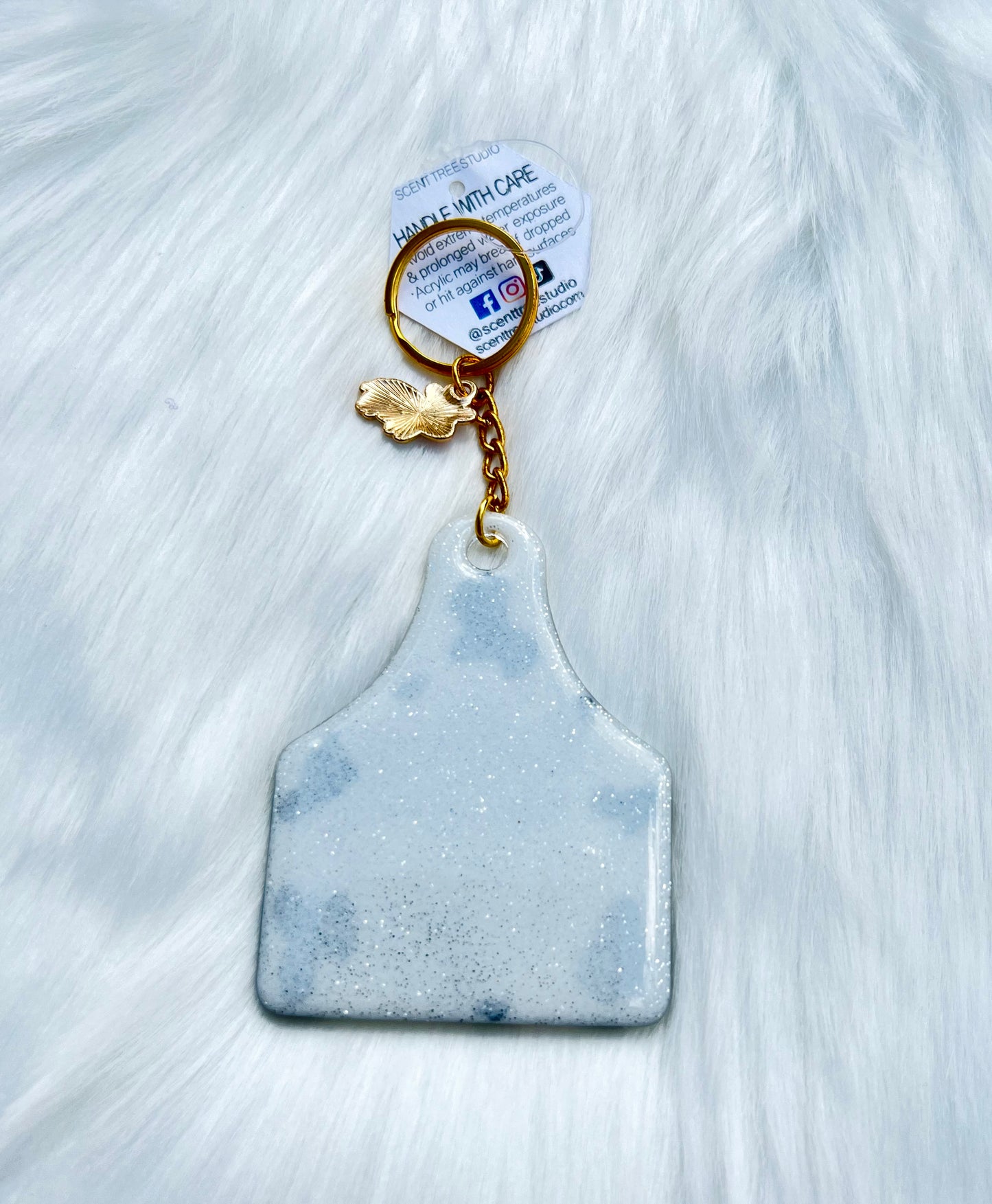 Cattle Tag Cow Keychain 3 Inch