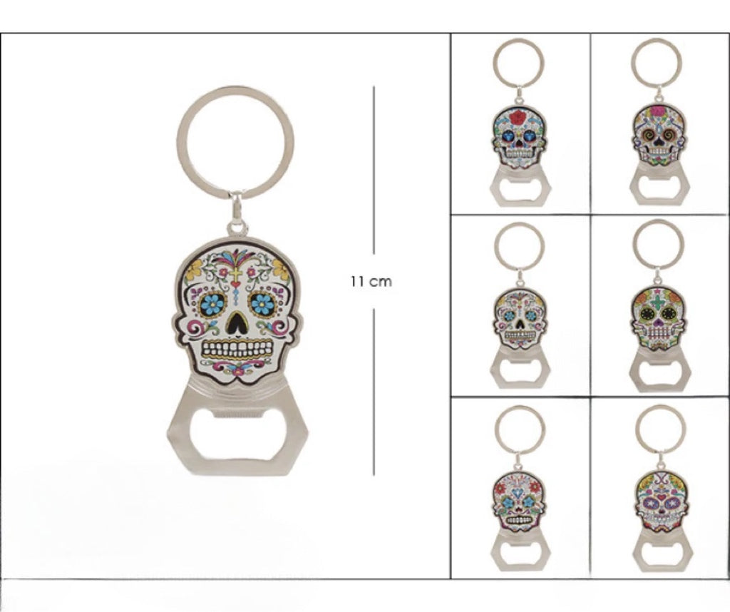 Sugar Skull Bottle Opener Keychain