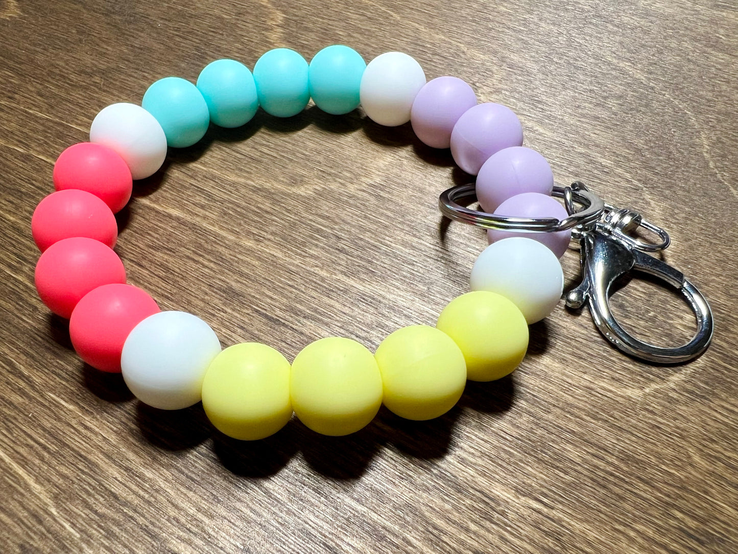 Bright Pastel Silicone Keychain Wristlet