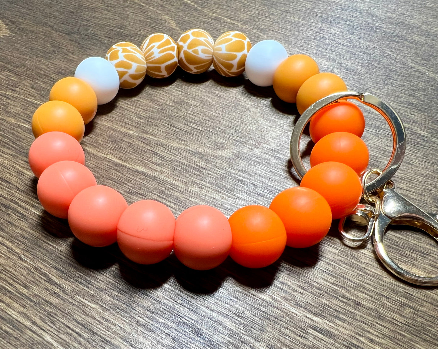 Orange Giraffe Silicone Keychain Wristlet