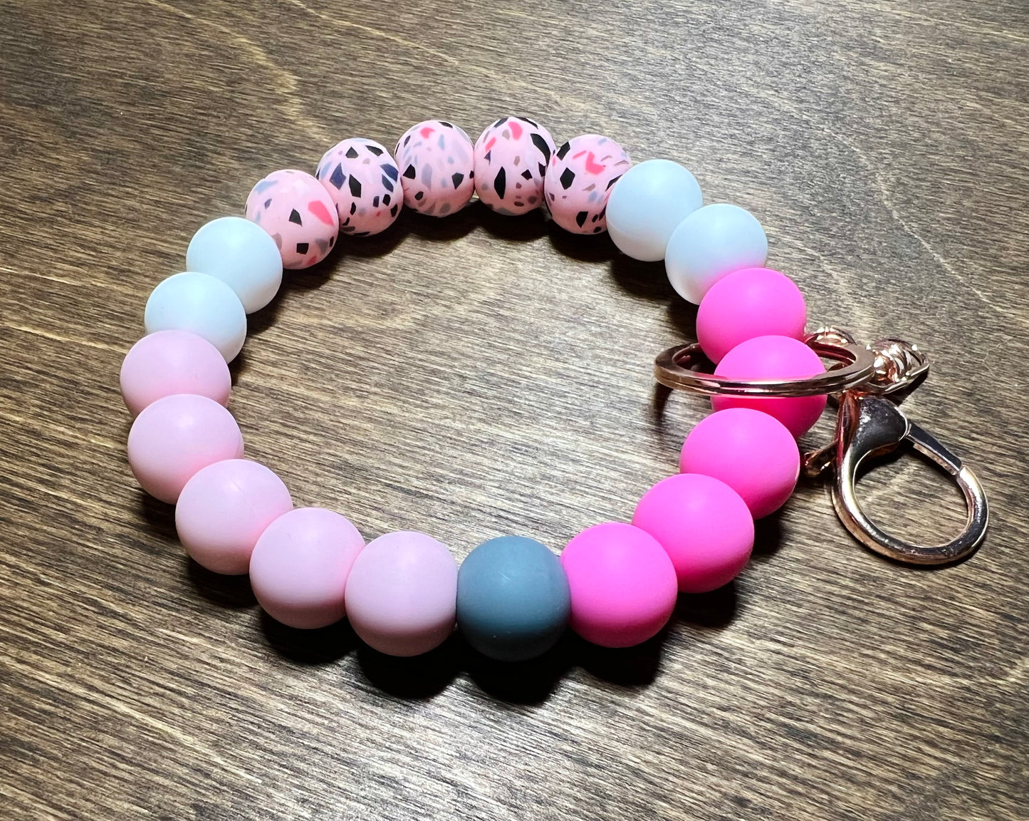 Pink Terrazzo Silicone Keychain Wristlet
