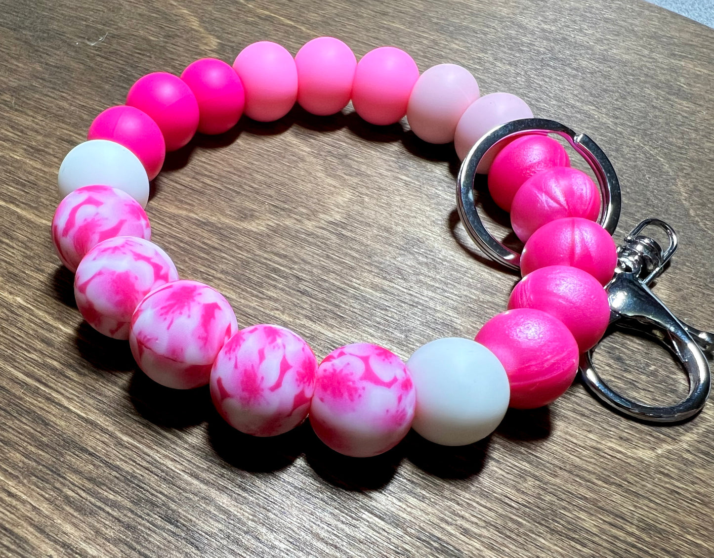 Pink Starburst Silicone Keychain Wristlet
