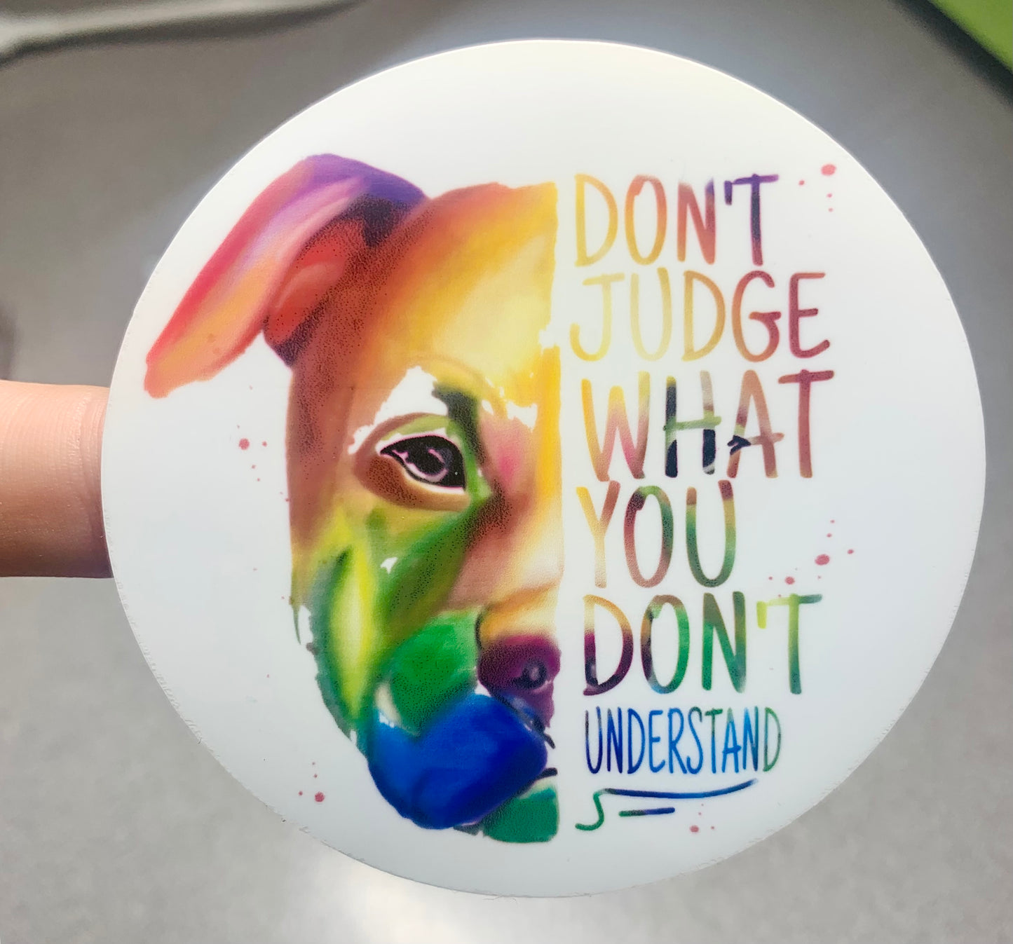 Don’t Judge Pitbull Vinyl Sticker - Scent Tree Studio