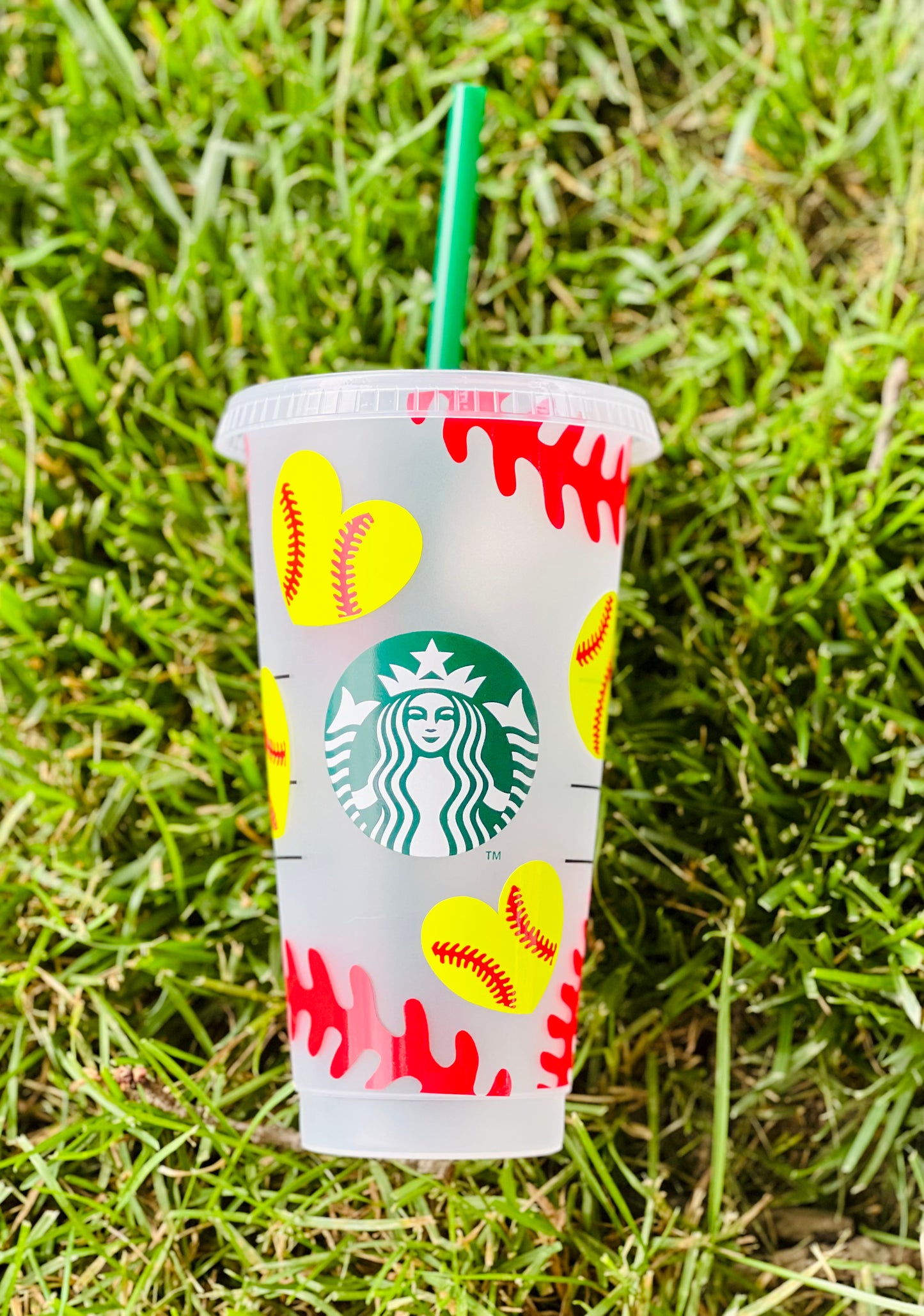 Softball Starbucks Cold Cup - Cherry Pit Designs