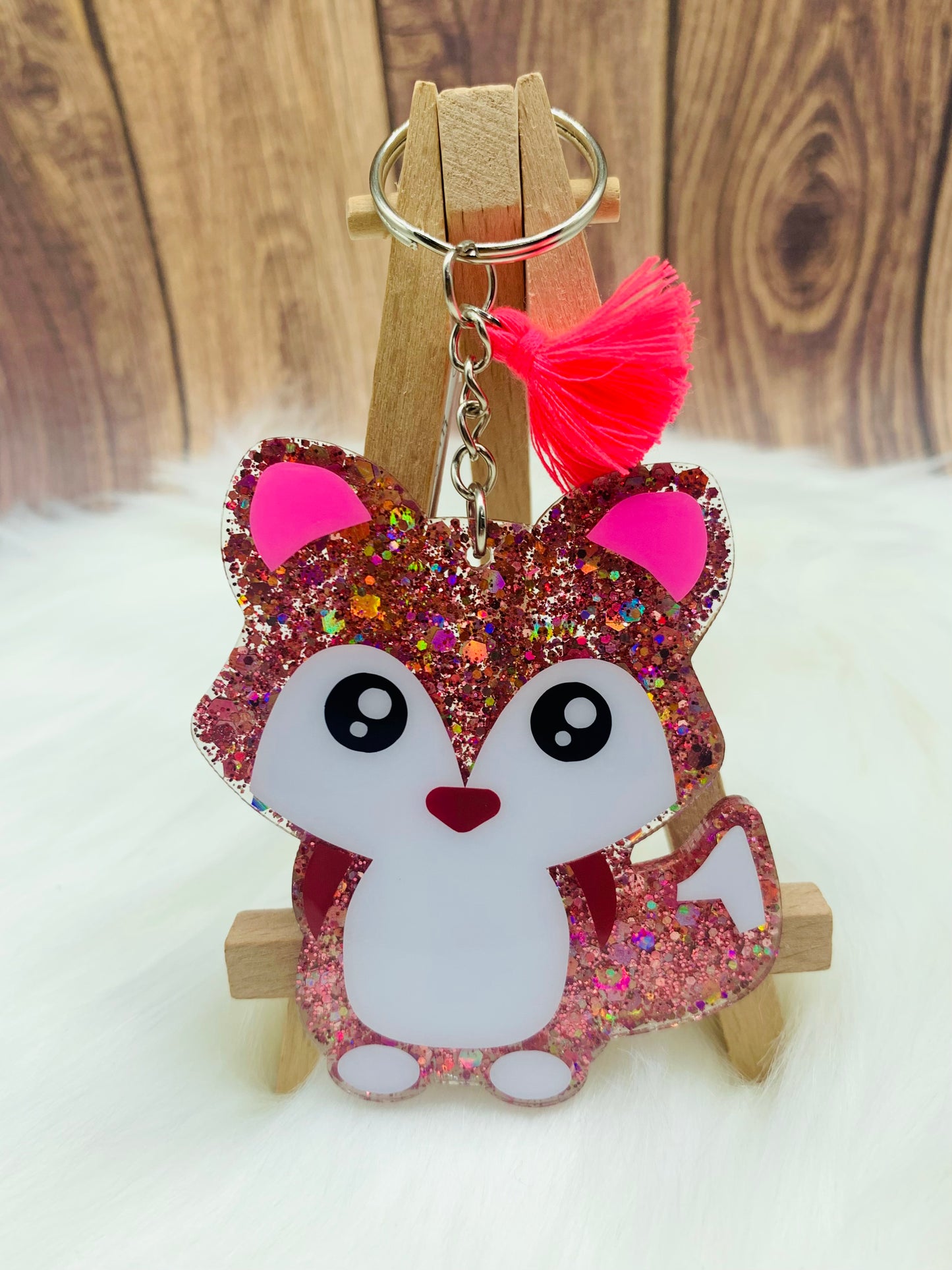 Rose Pink Fox Keychain - 3 Inch - Scent Tree Studio