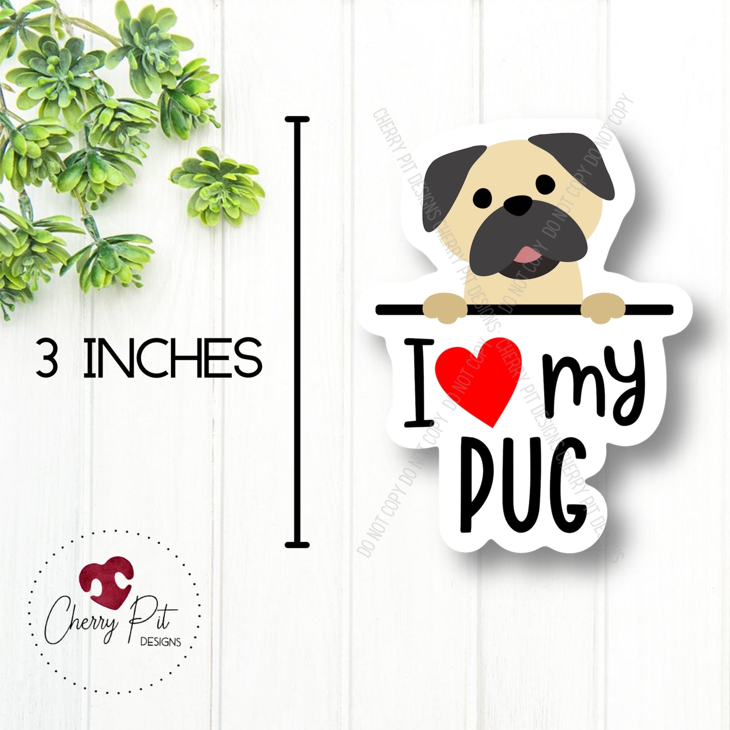 Pug Love Vinyl Sticker
