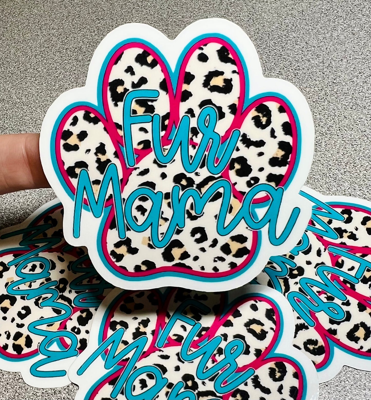 Fur Mama Leopard Paw Vinyl Sticker