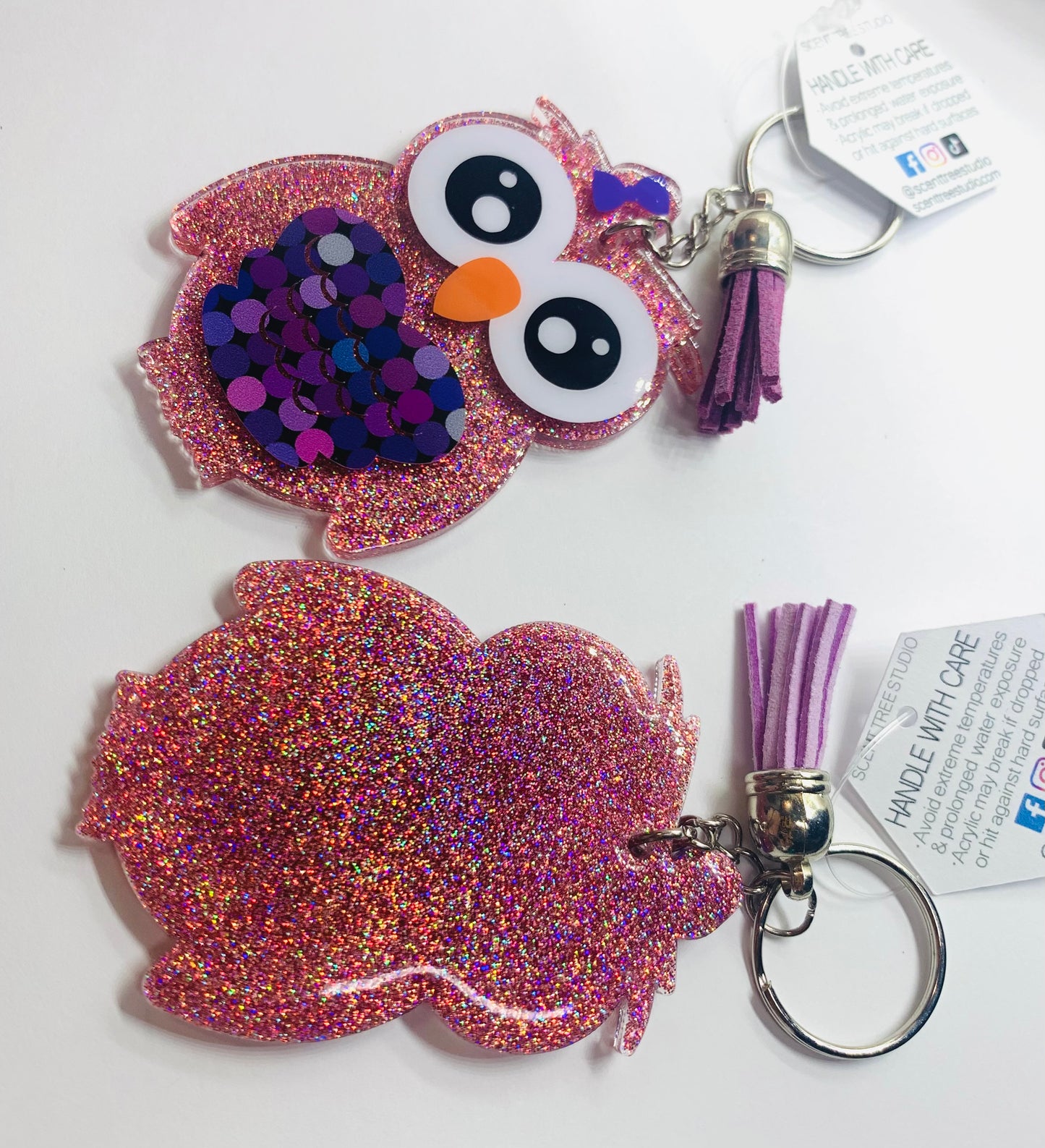 Polka Dot Owl Keychain - 3 Inch - Scent Tree Studio
