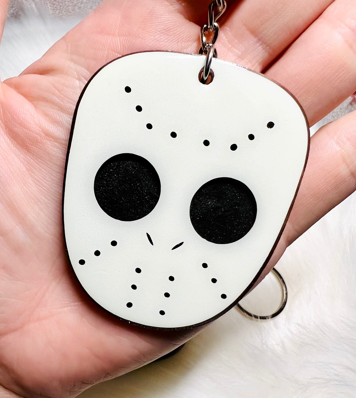 Hockey Mask Keychain -2.5 Inch - Glow in the Dark