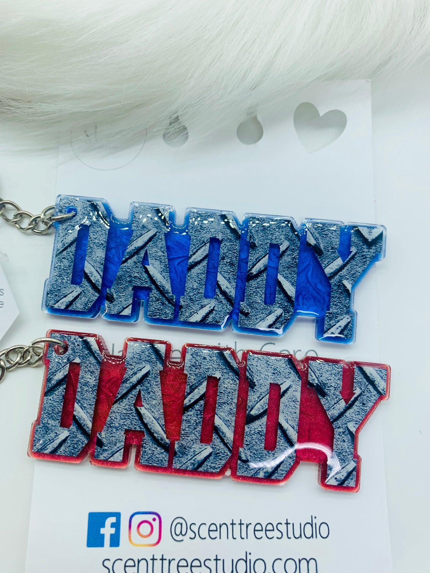 Daddy Diamond Plate Keychain - 3 Inch - Scent Tree Studio