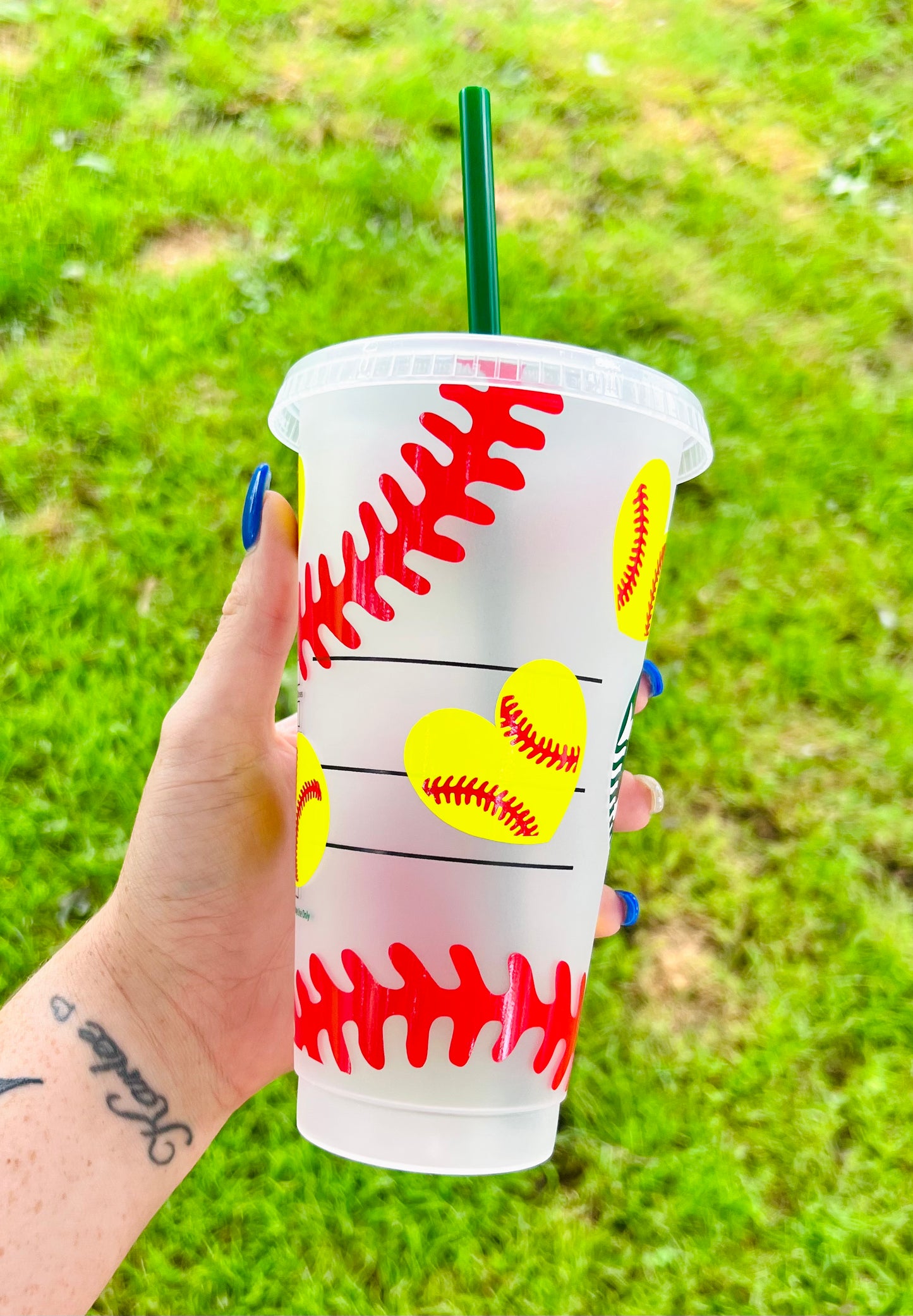 Softball Starbucks Cold Cup - Cherry Pit Designs