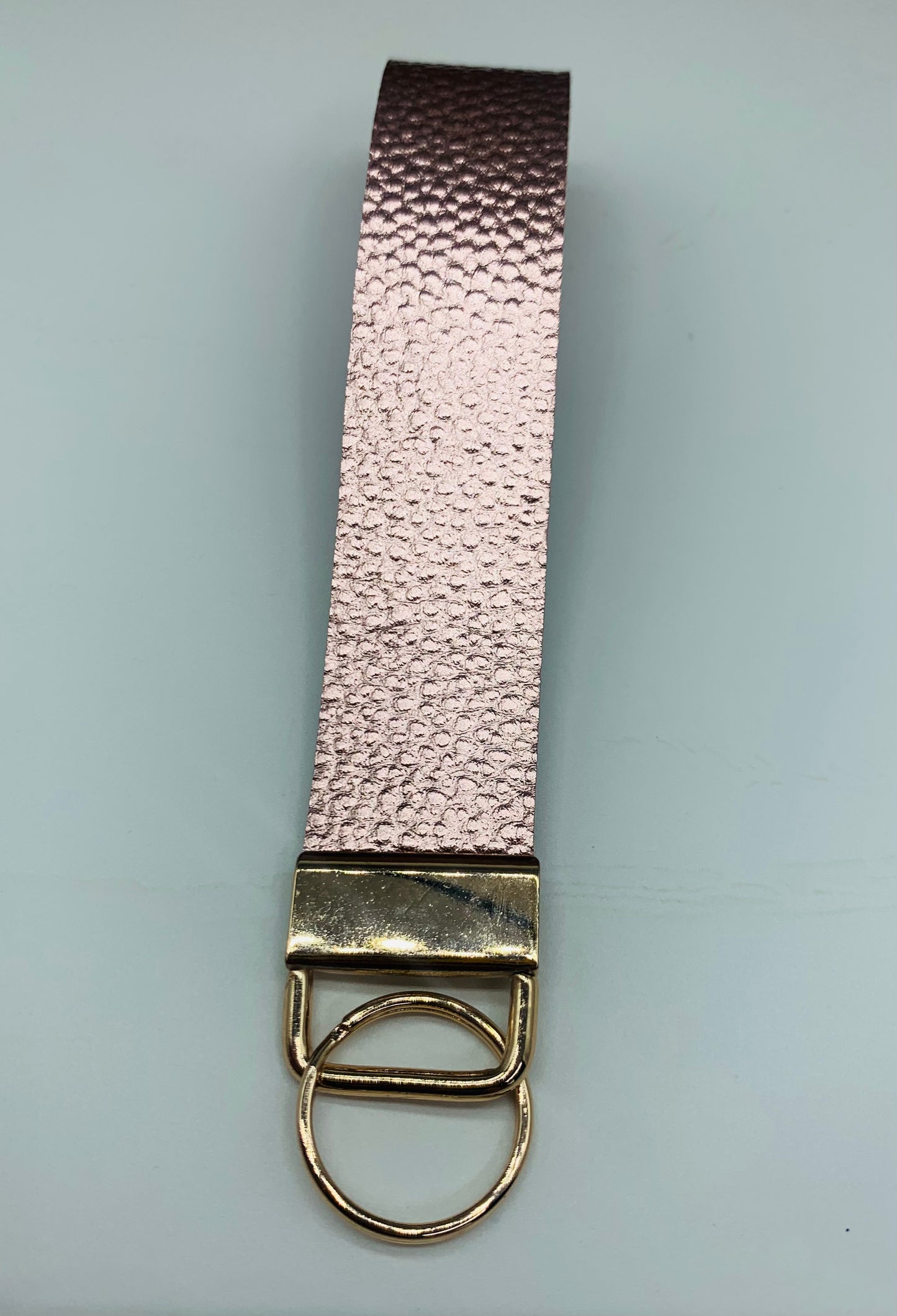 Textured Metallic Rose Faux Leather Key Fob Wristlet - Scent Tree Studio