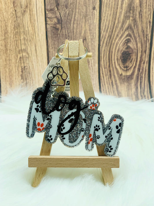 Silver Dog Mom Keychain - 3 Inch - Scent Tree Studio