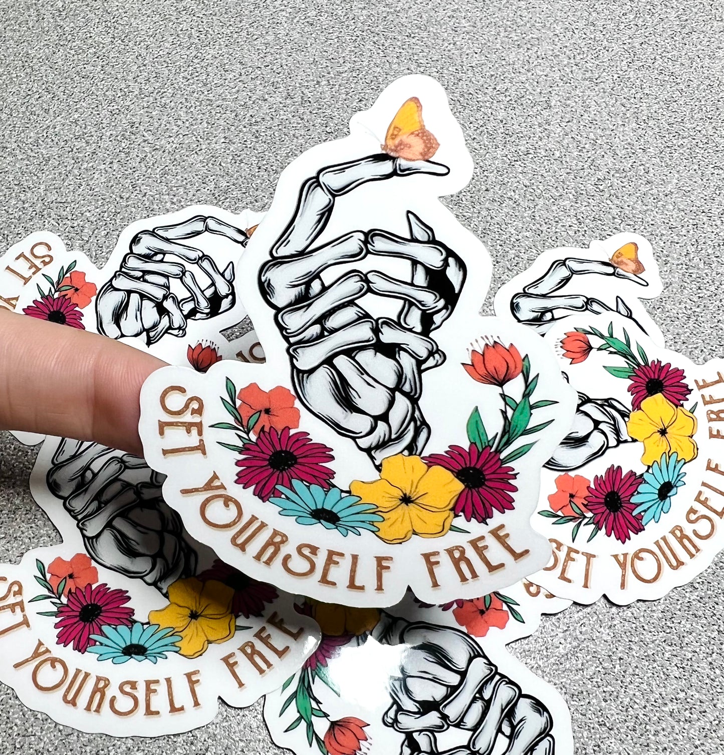 Set Yourself Free Skeleton Vinyl Sticker Decal - Cherry Pit Designs