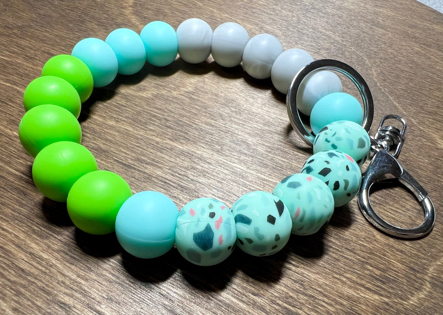 Mint Terrazzo Silicone Keychain Wristlet