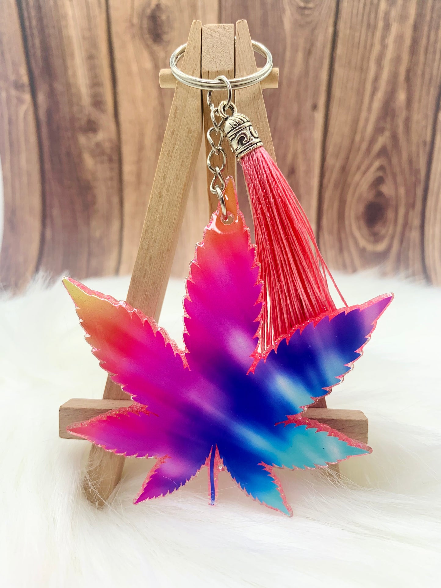 Marijuana Leaf Keychain Neon - 3 Inch - Scent Tree Studio