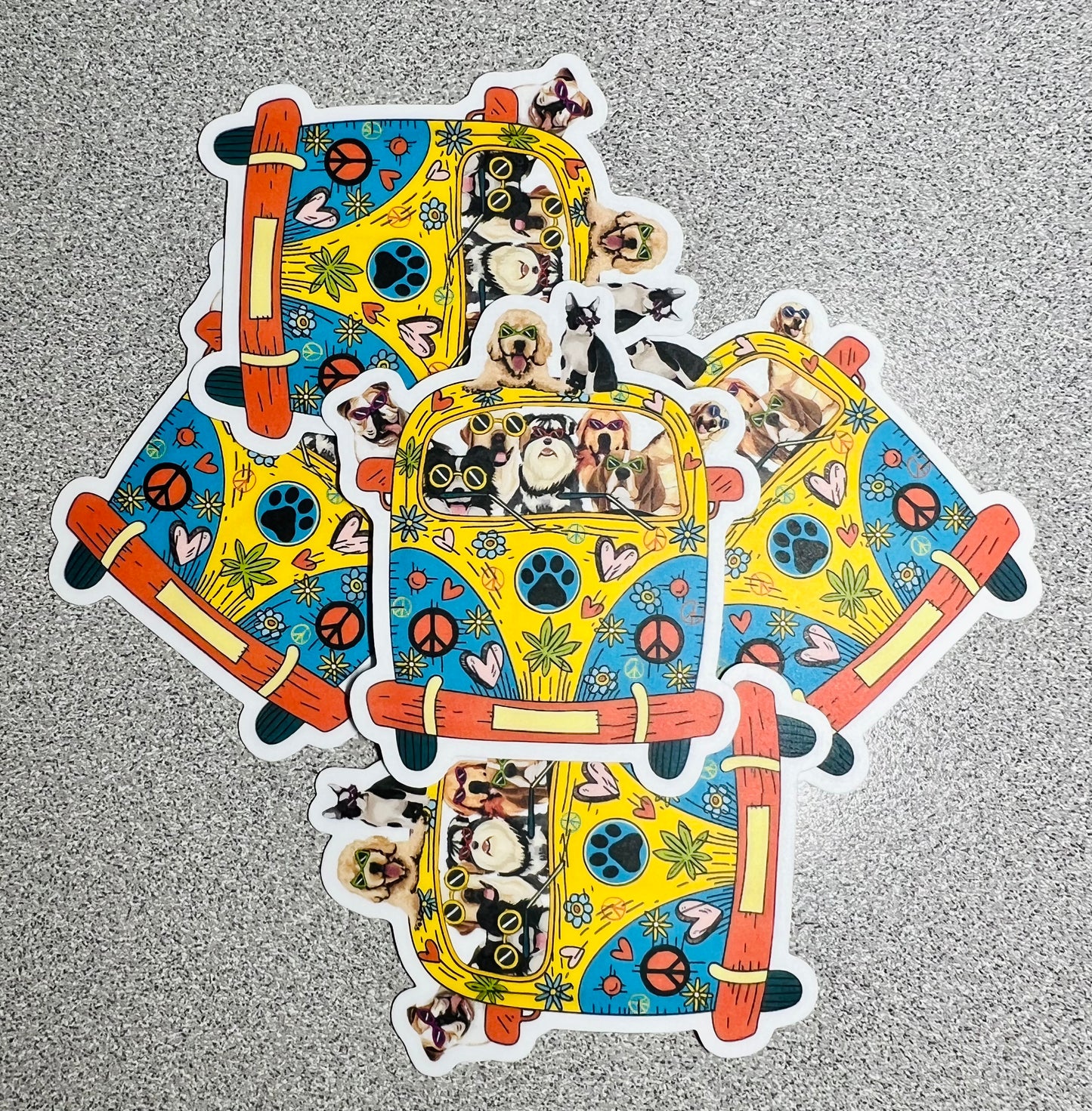 Hippie Van Dog Vinyl Sticker