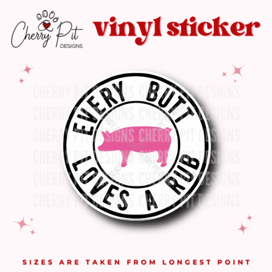 Butt Rub Pig Vinyl Sticker - Cherry Pit Designs