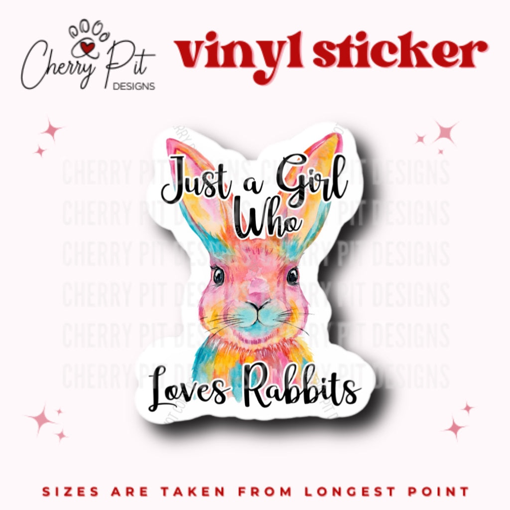 Just a Girl Who Loves Rabbits Vinyl Sticker - Cherry Pit Designs