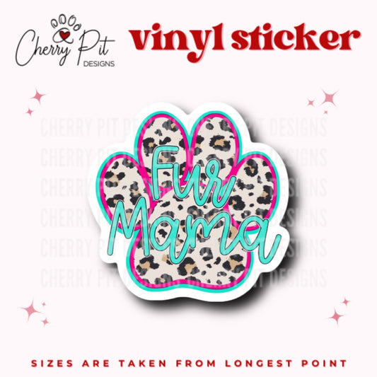 Fur Mama Leopard Paw Vinyl Sticker