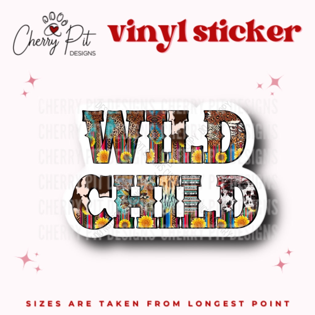 Wild Child Vinyl Sticker - Cherry Pit Designs