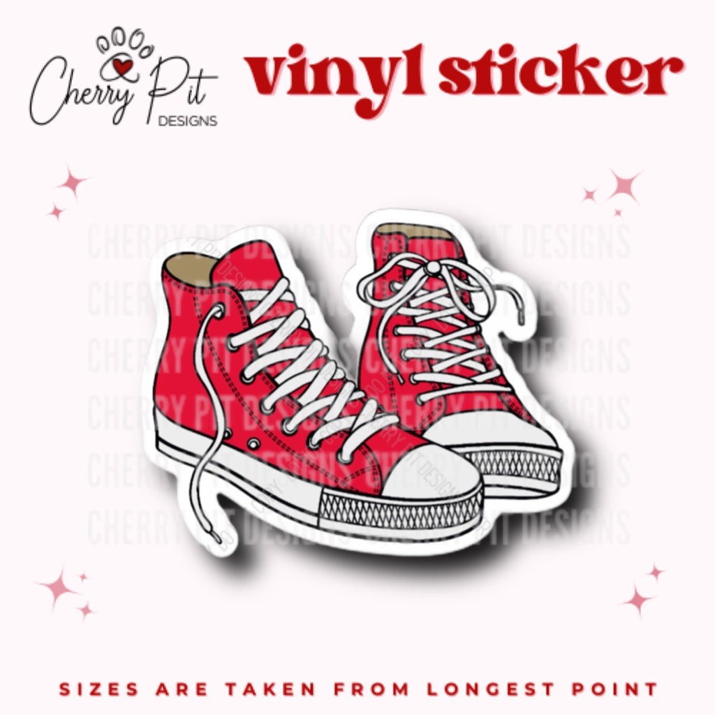 Red Chucks Converse Vinyl Sticker - Cherry Pit Designs