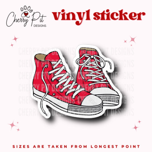 Red Chucks Converse Vinyl Sticker - Cherry Pit Designs