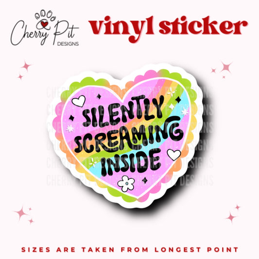 Silently Screaming Inside Vinyl Sticker
