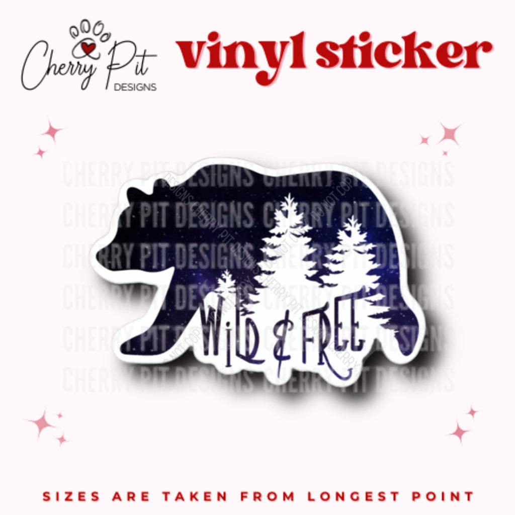 Wild Free Bear Vinyl Sticker - Cherry Pit Designs