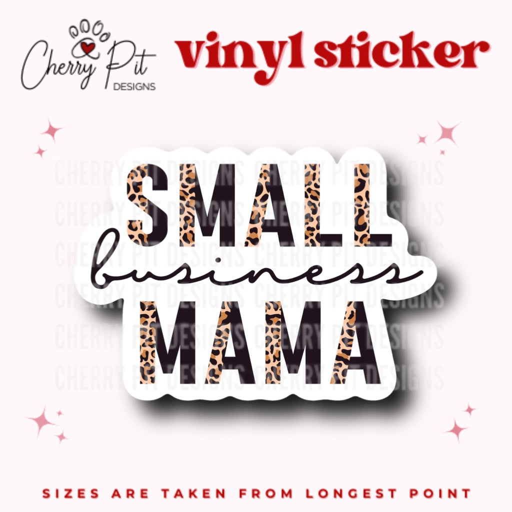 Small Business Mama Leopard Vinyl Sticker - Cherry Pit Designs