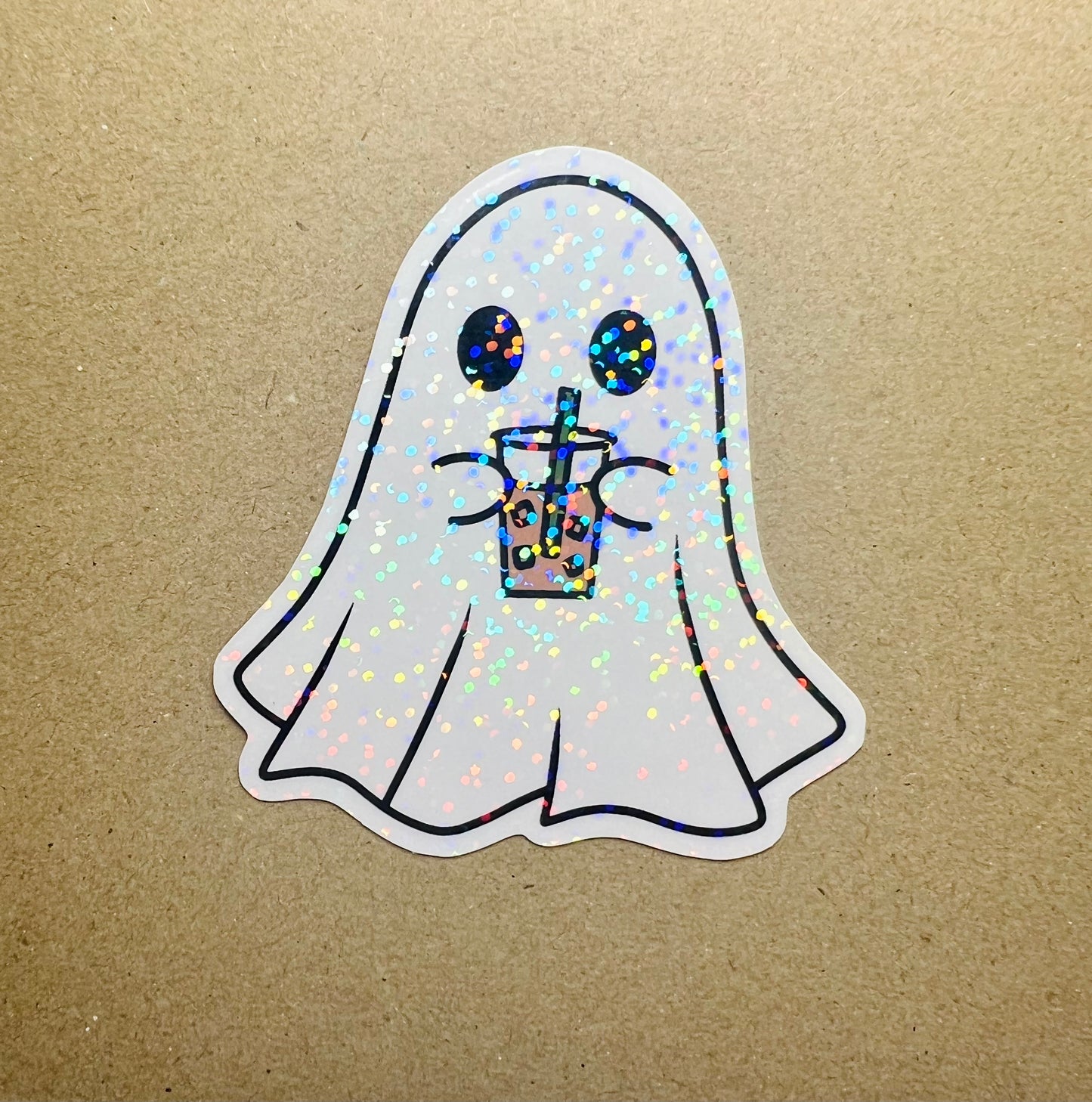 Iced Coffee Ghost Sticker - Holographic
