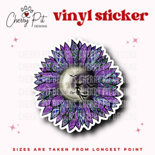 Witch Sunflower Vinyl Sticker - Cherry Pit Designs