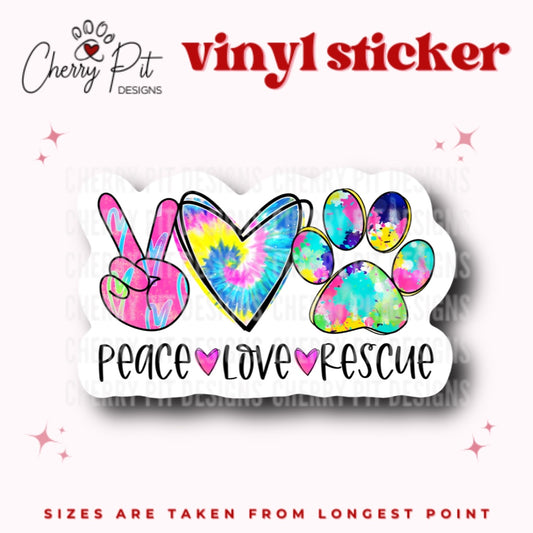 Peace Love Rescue Vinyl Sticker - Cherry Pit Designs