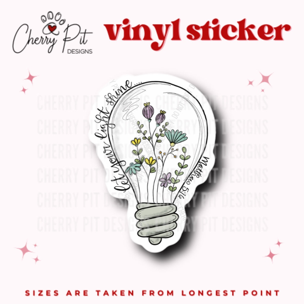 Let Your Light Shine Vinyl Sticker - Cherry Pit Designs