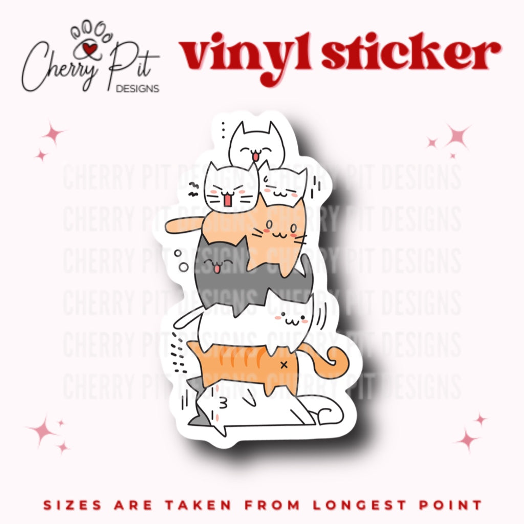 Cat Kitty Pile Vinyl Sticker