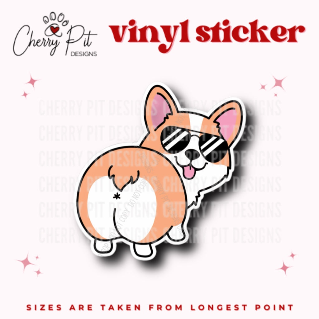 Corgi Booty Vinyl Sticker - Cherry Pit Designs