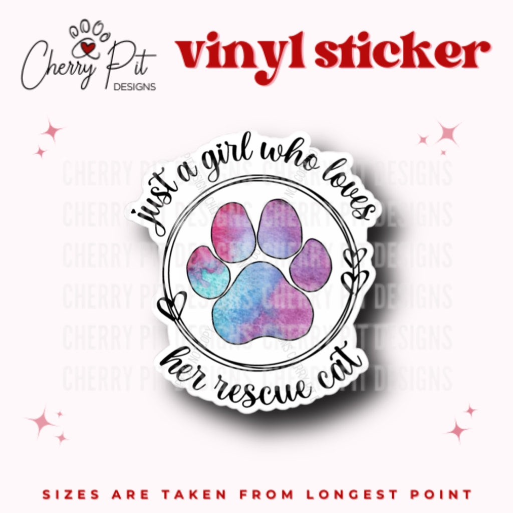 Just a Girl Who Loves Her Rescue Cat Vinyl Sticker - Cherry Pit Designs