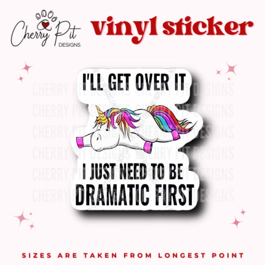 Dramatic Unicorn Vinyl Sticker - Cherry Pit Designs