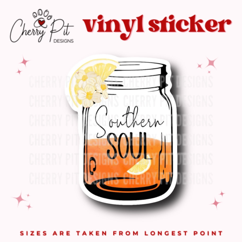 Southern Soul Mason Jar Vinyl Sticker - Cherry Pit Designs
