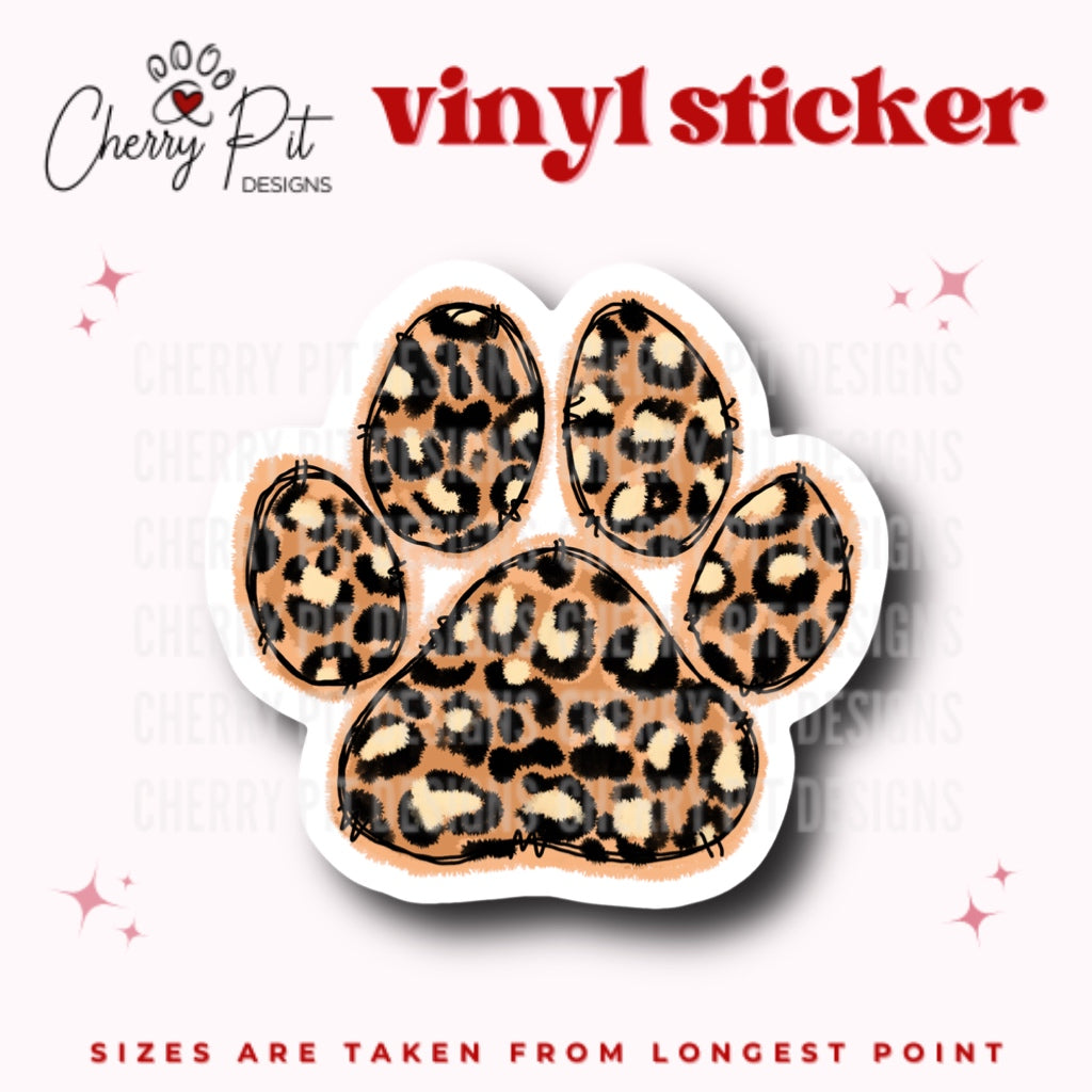 Leopard Paw Print Vinyl Sticker - Cherry Pit Designs