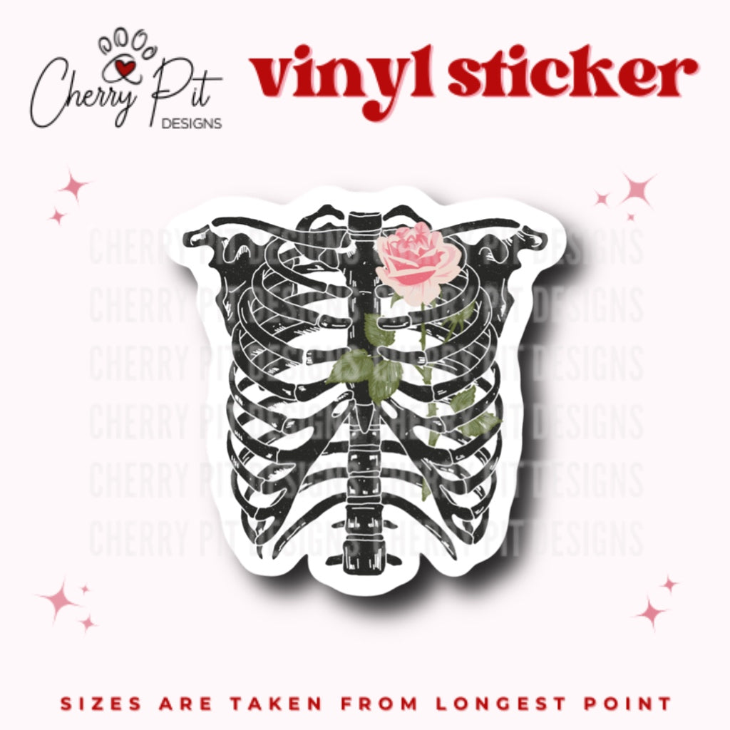 Rib Cage Floral Vinyl Sticker